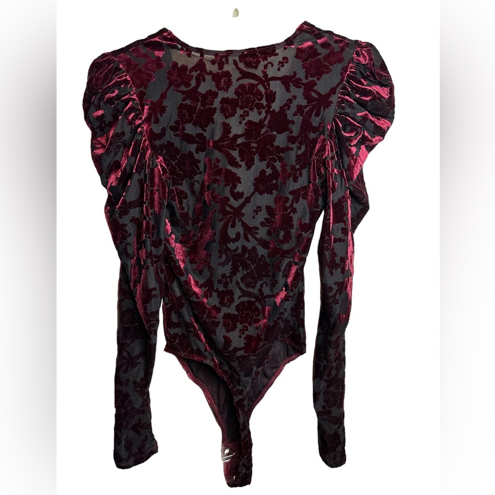 NWT Intimately Free People Magic Hour Velvet Bodysuit Burgundy holiday b… - Picture 7 of 10